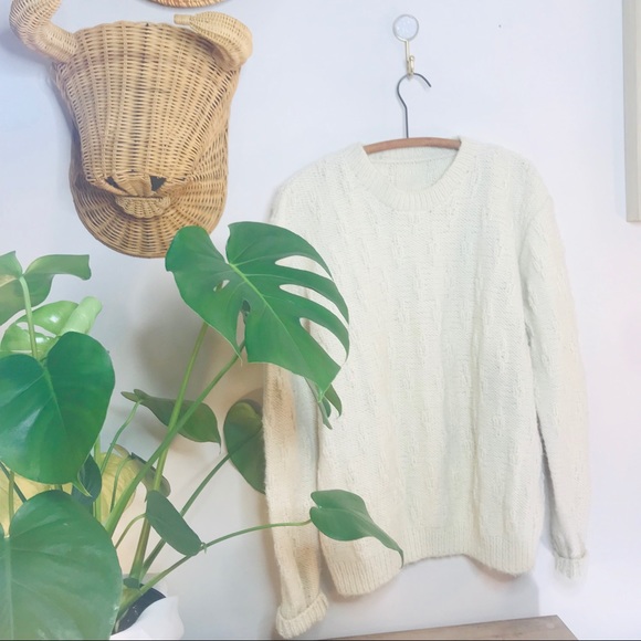 vtg fisherman knit oversized boyfriend sweater - Picture 3 of 8